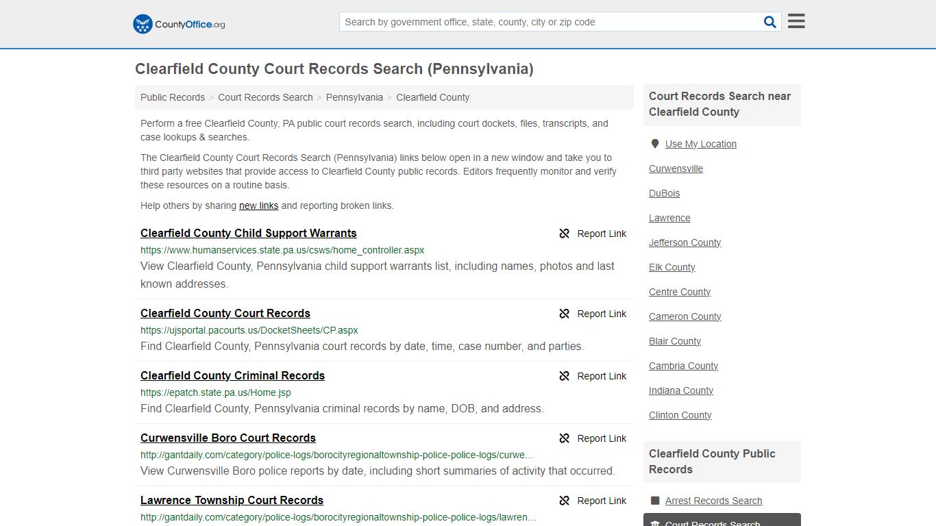 Clearfield County Court Records Search (Pennsylvania) - County Office