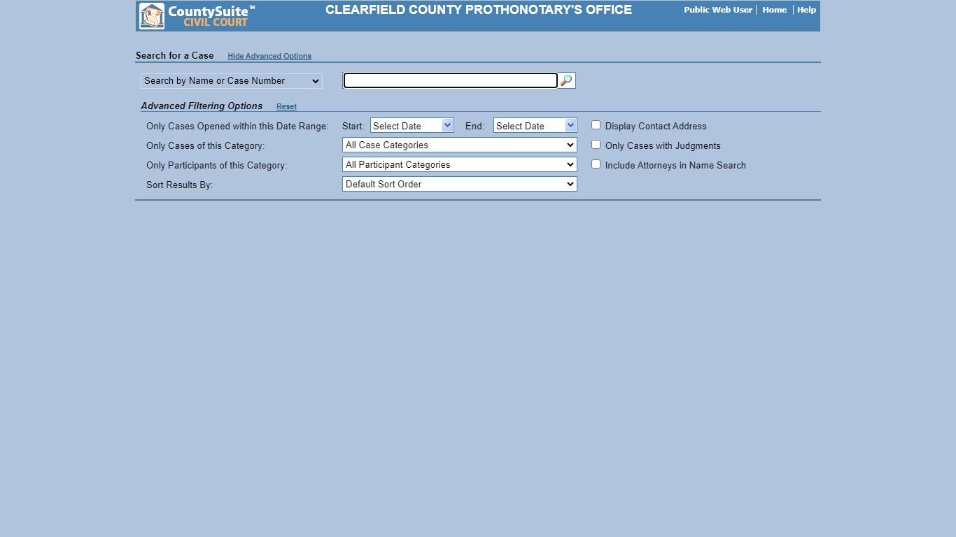 CountySuite Civil Court - Clearfield County, Pennsylvania